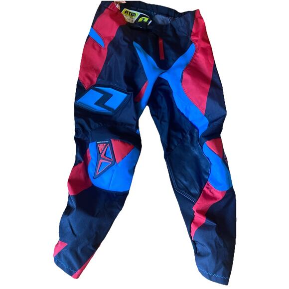 ONE INDUSTRIES CARBON Yamaha ATV MX BMX RACING PANTS size 30 Black/red/teal - Picture 1 of 16